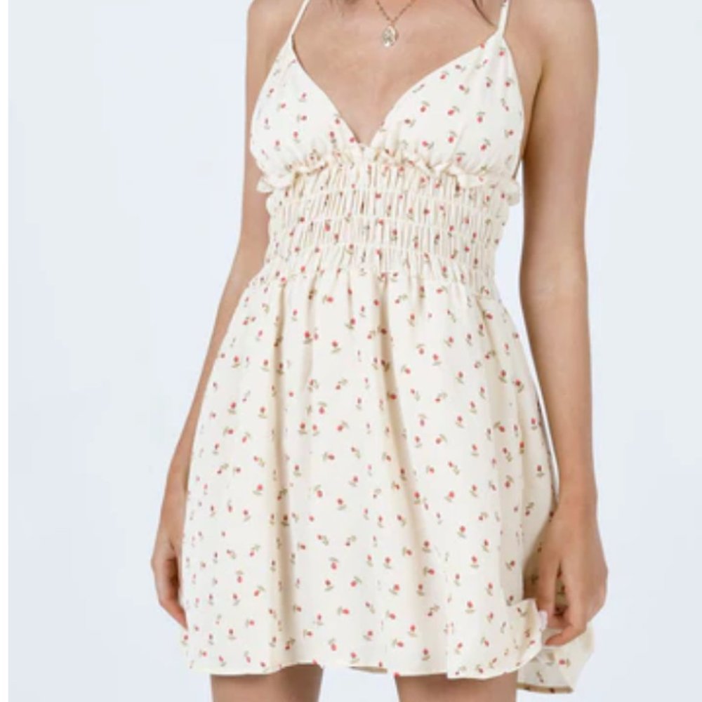 PRINCESS POLLY ROZA MINI DRESS BEIGE SIZE 6